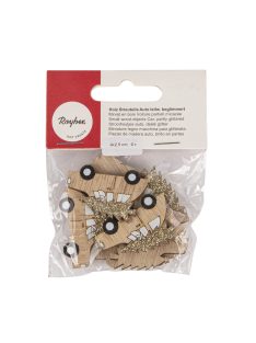   Famatrica autó, csillámos, natúr, 5,2x3,6cm, ragasztópöttyel, 9 db