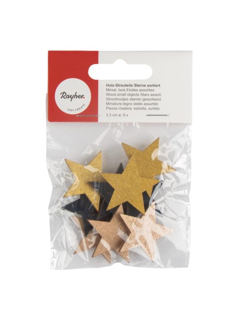 Famatrica csillagok, vegyes, 3,3cm átm., ragasztópöttyel, 9 db