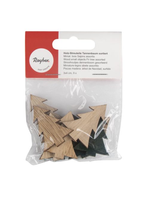 Famatrica fenyőfa, vegyes, 3x4cm, ragasztópöttyel, 9 db