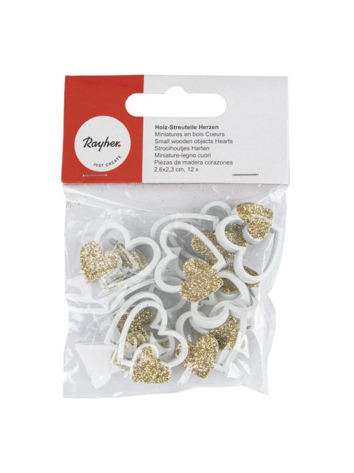 Famatrica szívek, kasmír arany, 2,6x2,3cm, 12 db