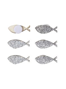 Famatrica halak, ezüst, 2,3x0,9cm, ragasztópöttyel, 20 db
