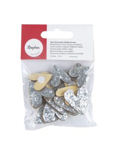 Famatrica Glitterszívek, ezüst, sort. 2+3cm, 16 db