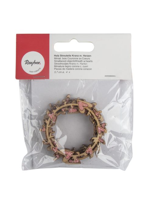 Famatrica Kranz m. szívek, 5,7cm, 4 db