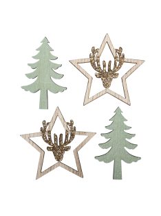 Famatrica fenyő+szarvasfej, vegyes, kb.4cm, 12 db