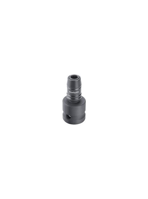 adapter, impakt 1/4" BIT-ek gépi befogásához, 1/2" gépi befogás, gyorskioldóval, CrMoV, hossz: 49 mm