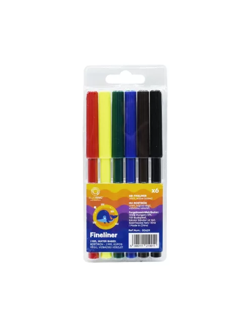 Rostirón kúpos végű, vízbázisú készlet, 1mm, Bluering®, 6 klf. szín, 