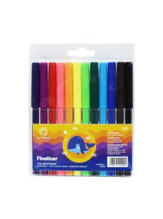   Rostirón kúpos végű filctoll készlet, vízbázisú, 1mm, Bluering®, 12 klf. szín, 