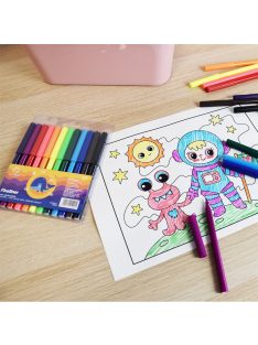   Rostirón kúpos végű filctoll készlet, vízbázisú, 1mm, Bluering®, 12 klf. szín, 