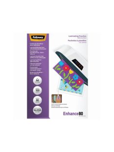   Lamináló fólia, A4, 80 mikron, fényes, öntapadó hátlappal, 100 db/doboz, Fellowes®