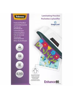   Lamináló fólia, A4, 80 mikron, fényes, 100 db/doboz, Fellowes®