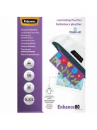 Lamináló fólia, A4, 80 mikron, fényes, 100 db/doboz, Fellowes®