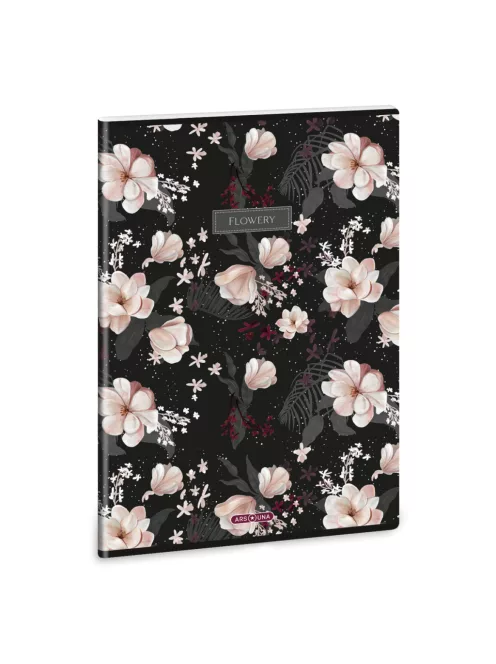 Ars Una Flowery black A/4 extra kapcsos füzet-négyzethálós