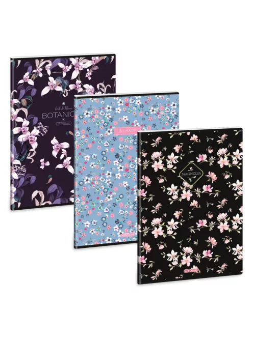 Ars Una Botanic Flowers-mix A/4 extra kapcsos füzet-négyzethálós