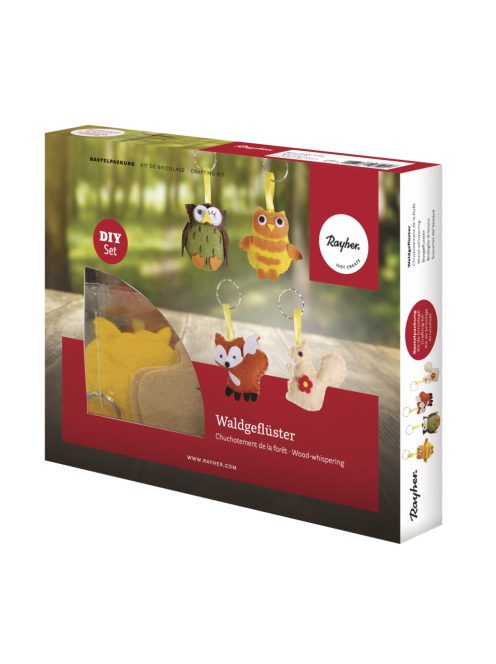 Barkácscsomag erdei állatok, 5,5cm, kulcstartó, Box 4 db