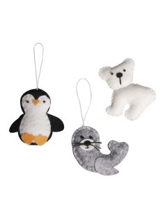   Barkácscsomag: filc téli állatok, 8 cm, 1x fóka, pingvin, jegesmede