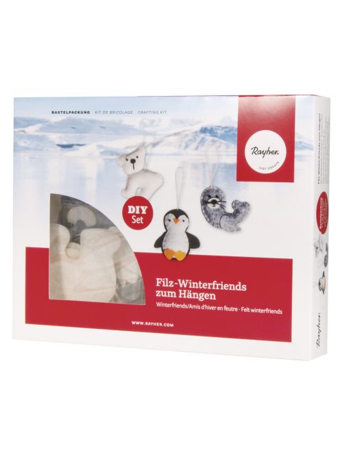 Barkácscsomag: filc téli állatok, 8 cm, 1x fóka, pingvin, jegesmede