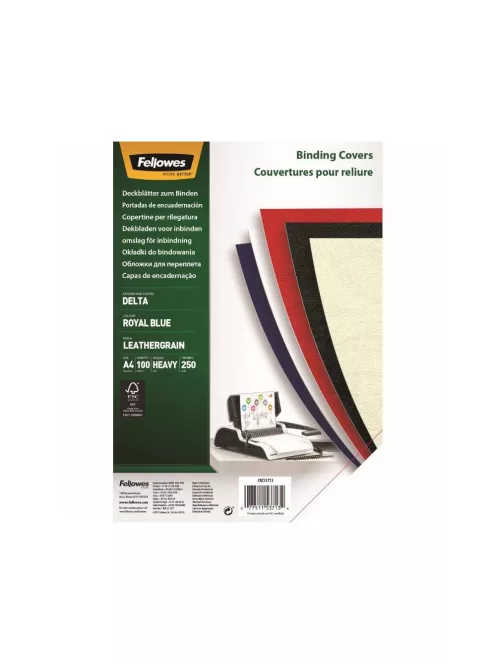Hátlap, A4, 250 g, matt, Fellowes® Delta, 100 db/csomag, királykék
