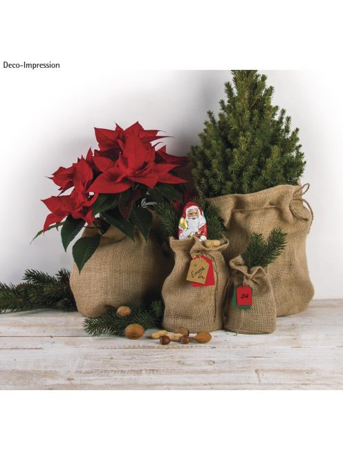 Jutazsák kerek aljjal, 10 cm átm., 17 cm, jutazsinórral