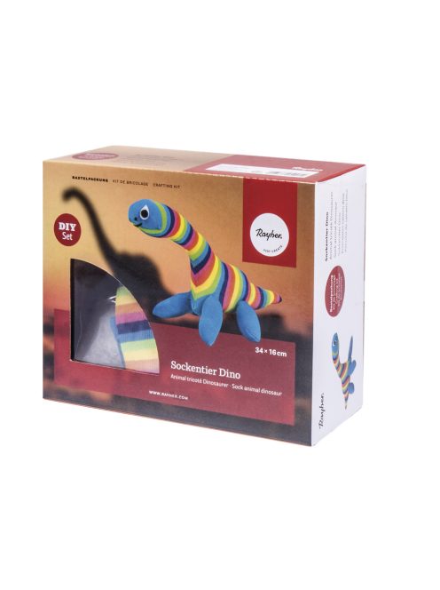 Barkácscsomag: zokniállat, dínó, 34x17x16cm, Box 1 db