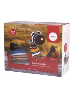 Barkácscsomag: zokniállat, mackó, 6x10x19cm, Box 1 db