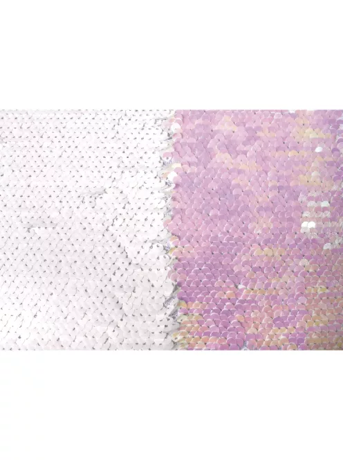 Simogatós flitter-anyag, fehér/irizáló, 42x32 cm, kb. 400g/m2
