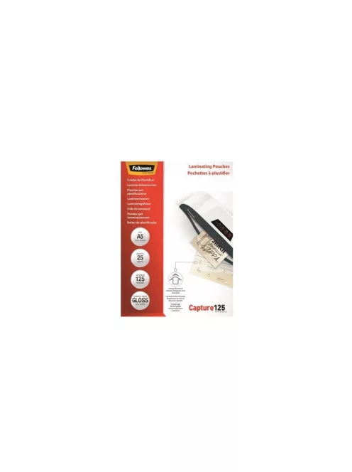 Lamináló fólia, A5, 125 mikron, fényes, 25 db/doboz, Fellowes®