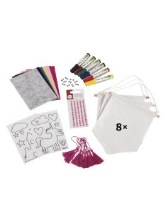   Textilzászló-készlet, egyszarvú (8 zászló, 6 filctoll, 8 bojt, 8 A6-os öntapadó filclap, 20 mozgó szem, 80 strasszkő) 