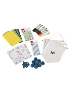   Textilzászló-készlet, szörnyecske (8 zászló, 6 filctoll, 24 pompon, 8 A6-os öntapadó filclap, 24 mozgó szem, 80 strasszkő) 