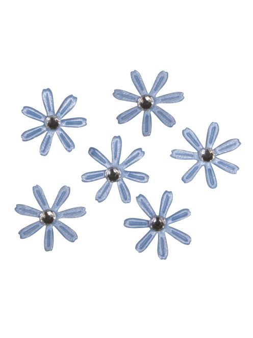 Szaténvirágok strasszal, 1,8 cm, vil.kék, 60 db