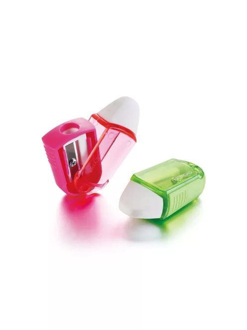 Hegyező, 1 lyukú, radírral, 24 db/display, Keyroad Twist, vegyes színek