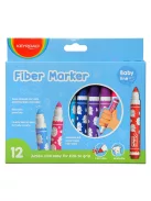 Rostirón, filctoll készlet, 5 mm, 12 db/bliszter, Keyroad Jumbo, vegyes színek