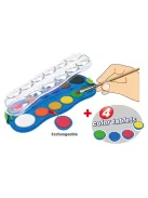 Vízfesték készlet, 12+4 cserélhető színnel, ecsettel, műanyag dobozban, Keyroad