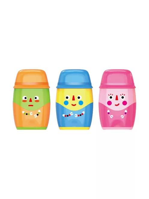 Hegyező, 2 lyukú, radírral, 16 db/display, Keyroad 2in1, vegyes színek