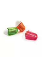 Hegyező, 1 lyukú, radírral, 1 db/bliszter, Keyroad Twist, vegyes színek