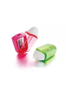 Hegyező, 1 lyukú, radírral, 1 db/bliszter, Keyroad Twist, vegyes színek