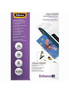   Lamináló fólia, A4, 80 mikron, fényes, 100 db/doboz, SuperQuick Fellowes®