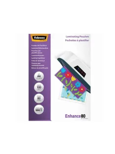   Lamináló fólia, A4, 80 mikron, matt, 100 db/doboz, Fellowes®