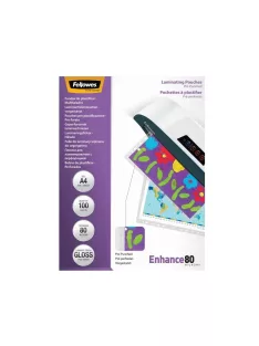   Lamináló fólia, A4, 80 mikron, lefűzhető, fényes, 100 db/csom Fellowes