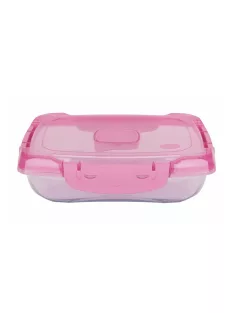   Ételtároló doboz 0,7 literes csatos és szelepes mikrós-fagyasztós_lányos színek