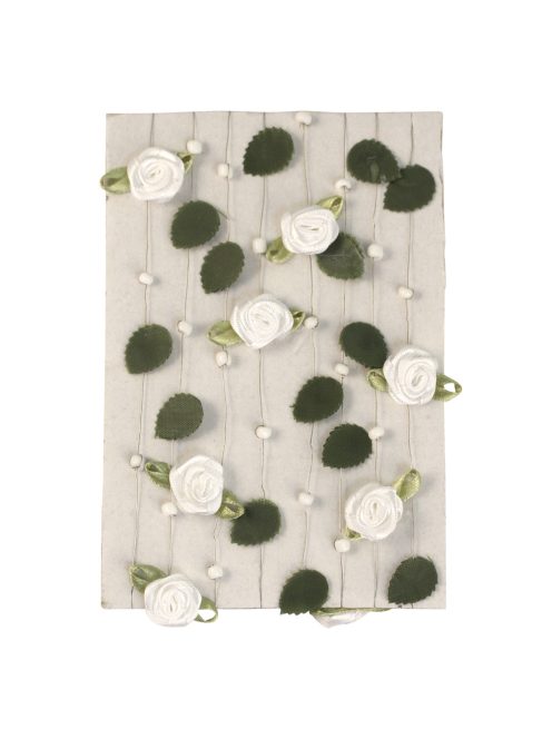 Rózsagirland levelekkel és gyöngyökkel, fehér 4-25 mm, 2 m