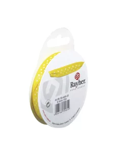Pöttyös szaténszalag, sárga, 9,5 mm,10 m