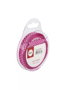 Pöttyös szaténszalag, pink, 9,5 mm,10 m