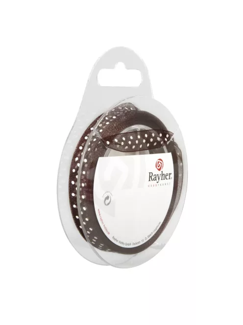 Pöttyös organzaszalag, fehér/fehér, 10 mm, 10 m