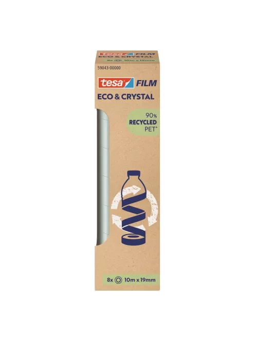 Ragasztószalag 19mmx10m irodai átlátszó újrahasznosított Tesa Eco & Crystal 8db/doboz