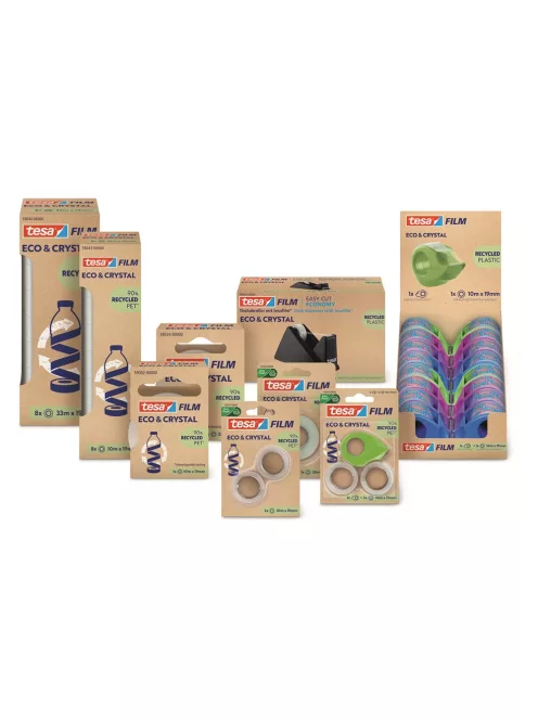 Ragasztószalag 19mmx33m irodai átlátszó újrahasznosított Tesa Eco & Crystal