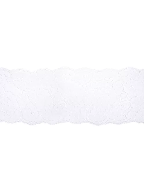 Csipkeszalag virágokkal, fehér, 14,5cm, 7,5m