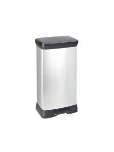   Szemetes kuka pedálos fémhatású műanyag 50 literes Fekete/ezüst Deco Bin_Curver