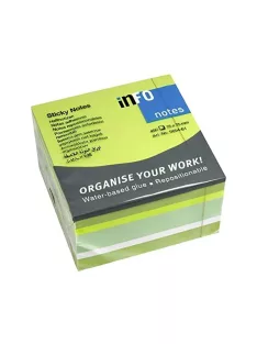   Jegyzettömb öntapadó, 75x75mm, 450lap, Info Notes intenzív zöld árnyalatok