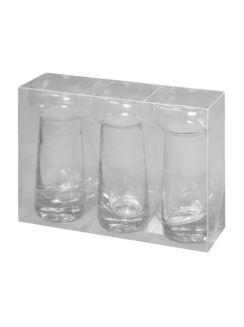 Üveg mécsestartó, 4,5cm átm.,mag.: 9,5cm, PVC-Box 3 db