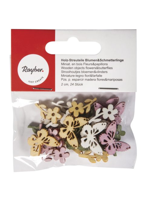 Famatrica virágok&pillangók, 2cm, 4-féle, 24 db